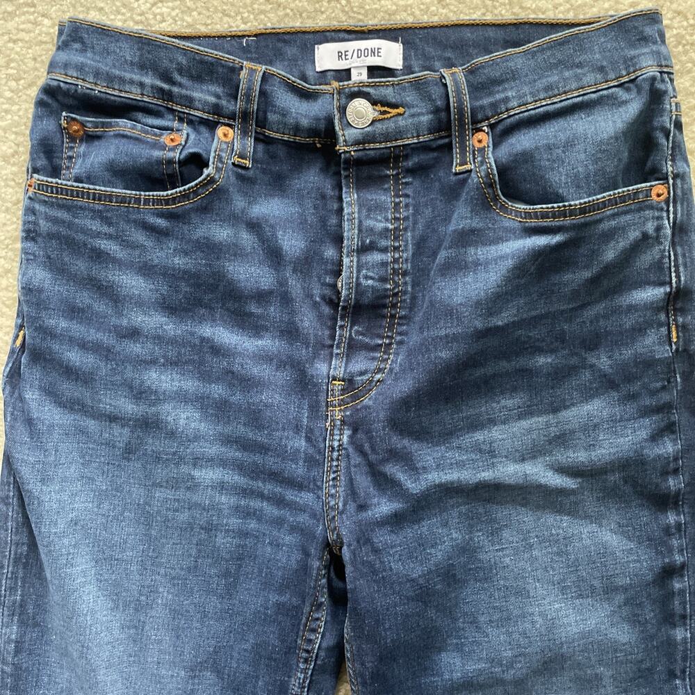 Re/Done Button Fly Straight Leg Blue Jeans Womens Size 29 Preowned